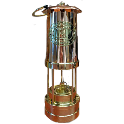 Traditional Miner Lamp Solid Brass w Copper Chimney