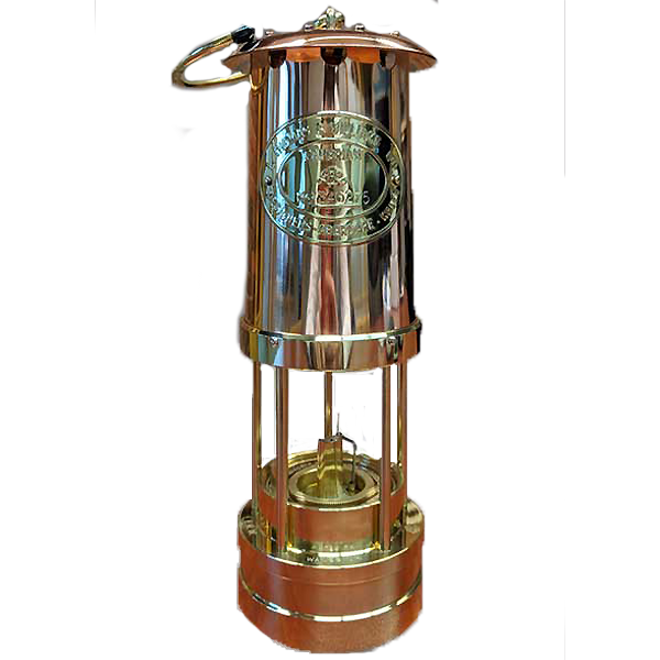 Traditional Miner Lamp Solid Brass w Copper Chimney