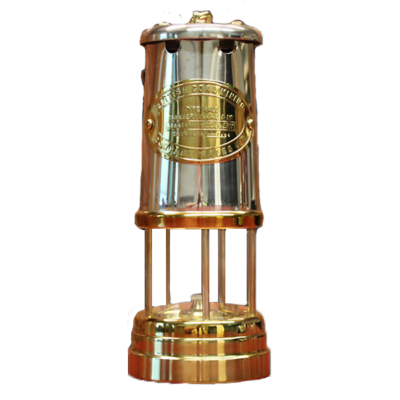 Welsh Replica Miner Lamp Brass w Nickle Effect Chimney R-400N