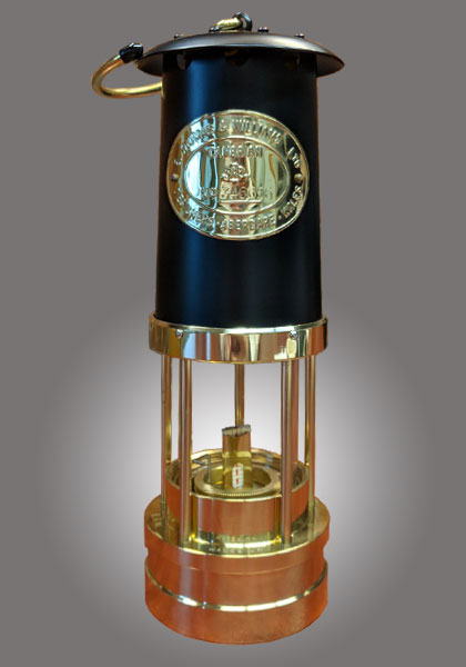 Traditional Miner Lamp Solid Brass w Black Chimney